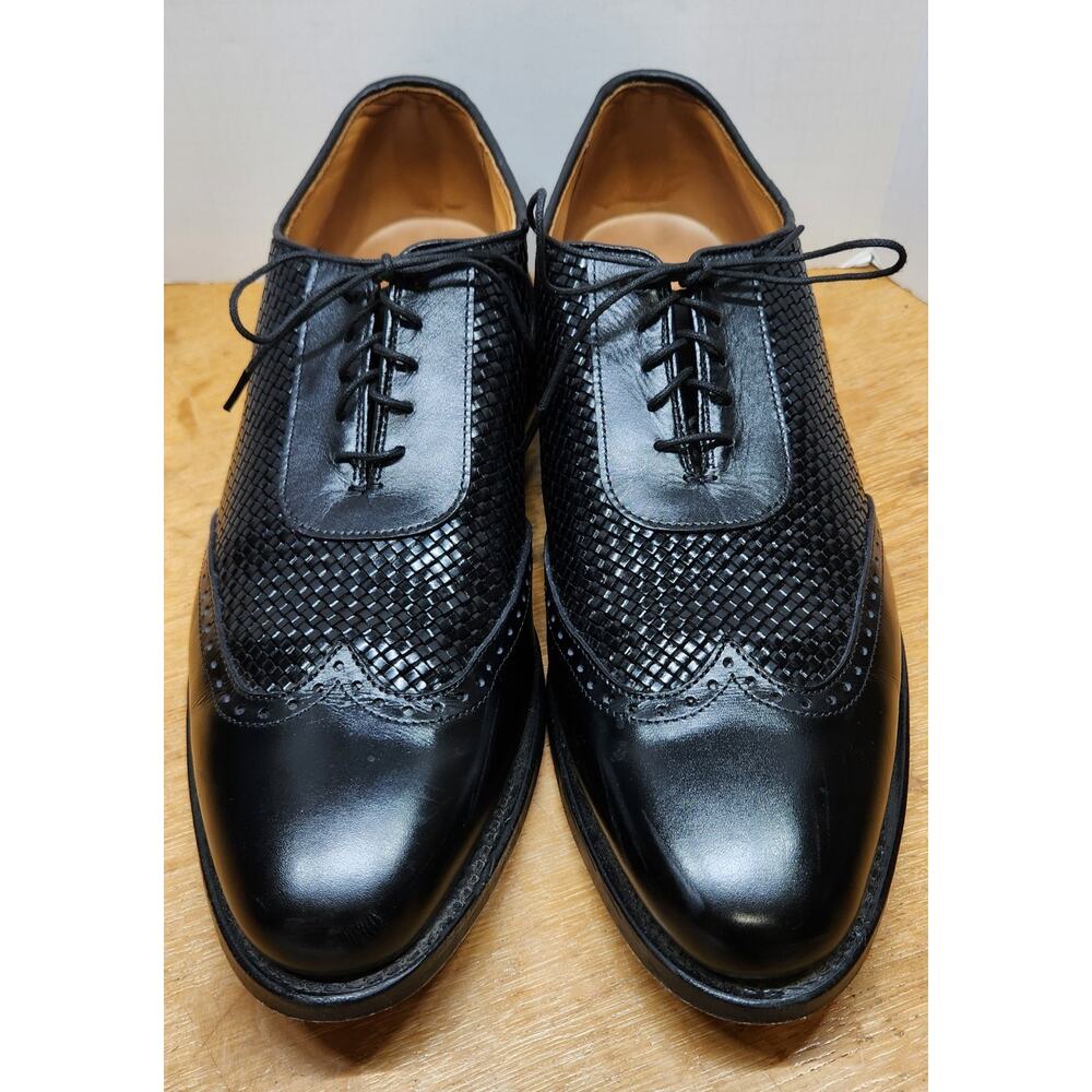 Allen Edmonds Hampstead Black Woven Leather Wingtip Oxford 10.5 B